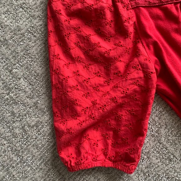 2/$20 Red Shirt with Eyelet Sleeves and Neckline - Size Medium - Picture 4 of 8
